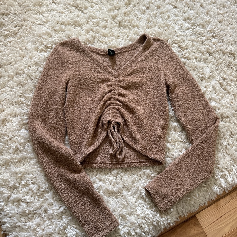 Wild Fable Textured Brown Sweater